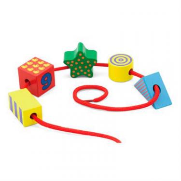 Развивающая игрушка Viga Toys дерев'яна шнурівка Веселі фігурки Фото 2