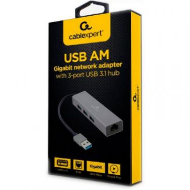 Адаптер Cablexpert USB-A to Gigabit Ethernet, 3 Ports USB 3.1 Gen1 Фото 1