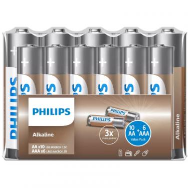 Батарейка Philips AA+AAA Entry Alkaline 1.5V 10*LR6+6*LR03 pcs in sh Фото