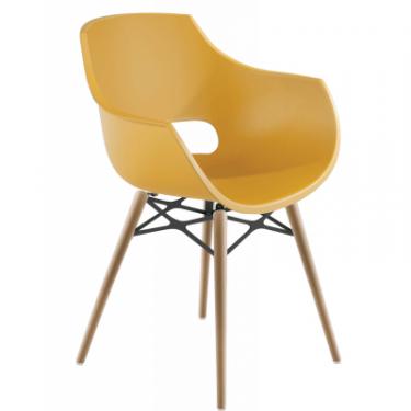 Кухонный стул PAPATYA OPAL-WOX, сидіння матове жовте, ніжки натуральний Фото