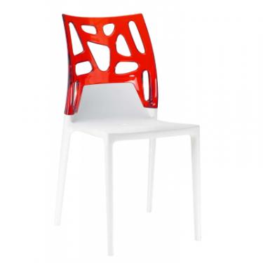 Кухонный стул PAPATYA ЕГО-РОК сидіння біле, верх прозоро-червоний Фото