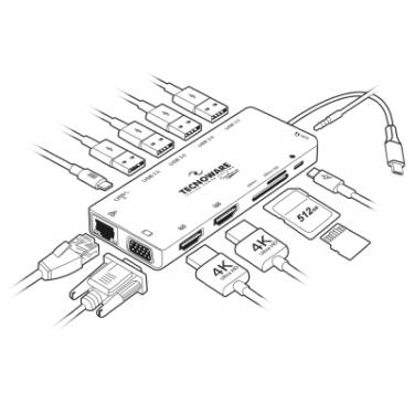 Порт-репликатор TECNOWARE Dock Station USB TYPE-C 13 in 1 Adapter HUB Фото 2