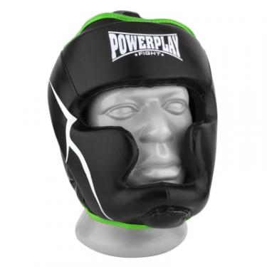 Боксерский шлем PowerPlay 3100 PU Чорно-зелений L Фото