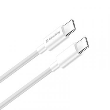 Дата кабель ColorWay USB-C to USB-C 1.0m 3A 60W white Фото 1