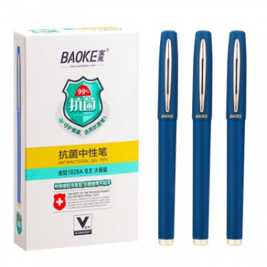 Ручка гелевая Baoke антибактеріальне покриття софт 0.5 мм, синя Фото 1