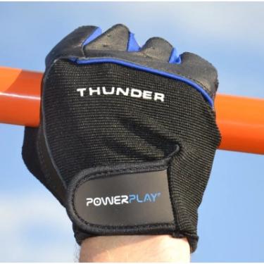 Перчатки для фитнеса PowerPlay 9058 Thunder чорно-сині L Фото 9