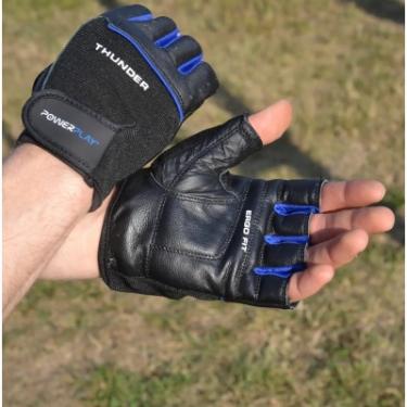 Перчатки для фитнеса PowerPlay 9058 Thunder чорно-сині L Фото 6