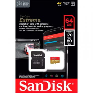 Карта памяти SanDisk 64GB microSD class 10 UHS-I Extreme For Action Cam Фото 4