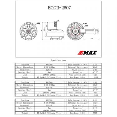Двигатель для дрона Emax ECO II 2807 1500KV Фото 4