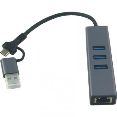 Концентратор Dynamode USB 3.0 Type-C/Type-A to RJ45 Gigabit Lan, 3*USB 3 Фото 1