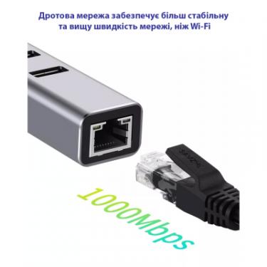 Концентратор Dynamode USB 3.0 Type-C/Type-A to RJ45 Gigabit Lan, 3*USB 3 Фото 3
