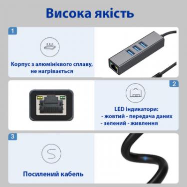 Концентратор Dynamode USB 3.0 Type-C/Type-A to RJ45 Gigabit Lan, 3*USB 3 Фото 4