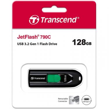 USB флеш накопитель Transcend 128GB JetFlash 790C Black USB 3.1 Фото 5