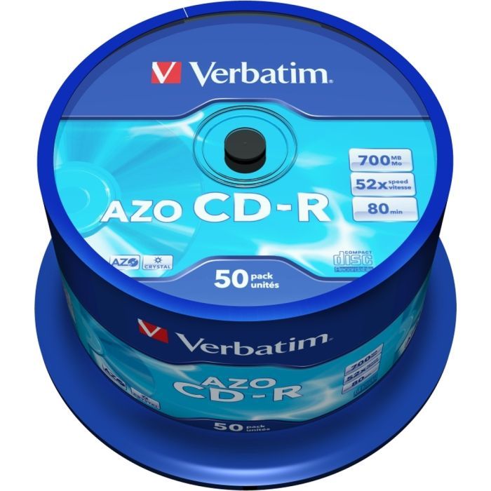 Диск CD Verbatim 700Mb 52x Cake box 50 Crystal AZO Фото