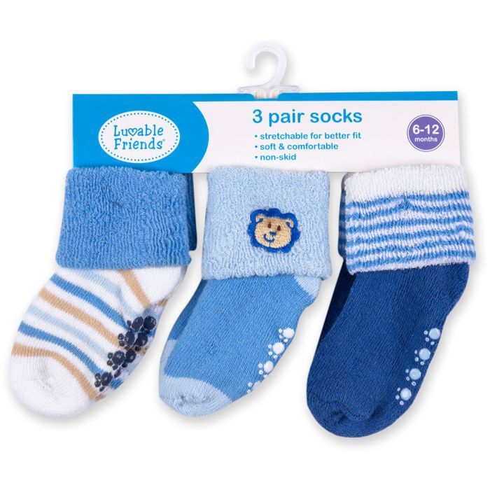 Носки детские Luvable Friends 3 пары, для мальчиков Фото