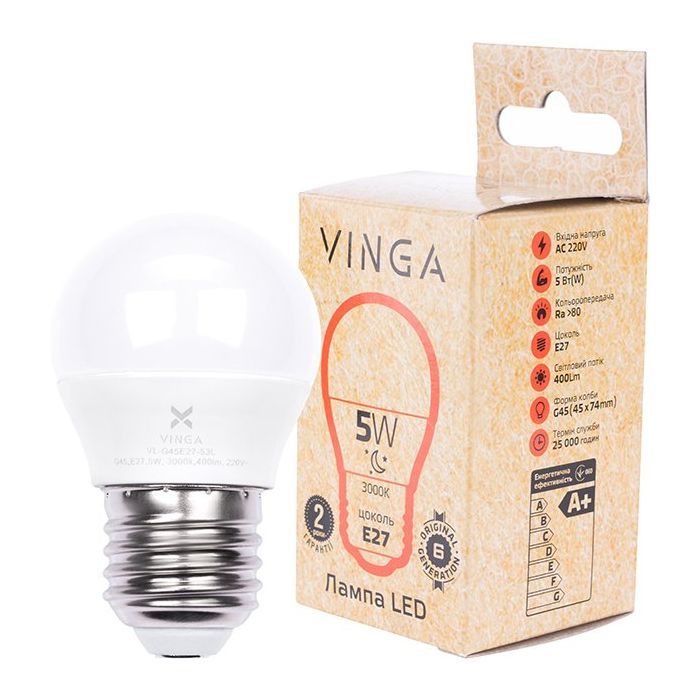 Лампочка Vinga VL-G45E27-53L Фото