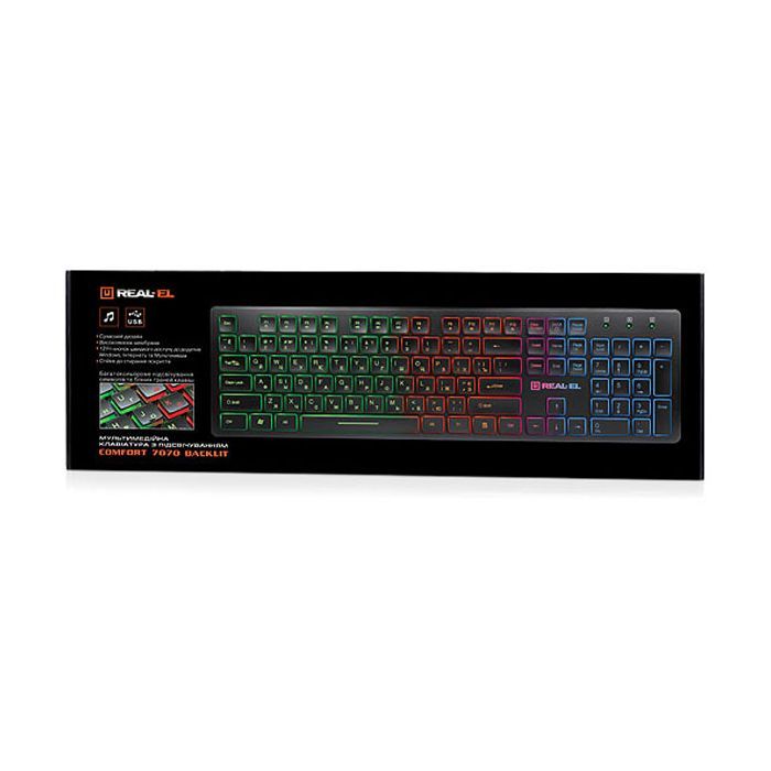 Клавиатура REAL-EL 7070 Comfort Backlit, black Фото 2