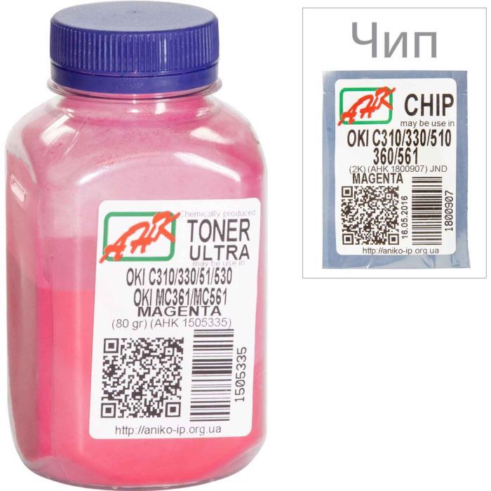 Тонер AHK OKI C310/330/510, 80г Magenta+chip Фото