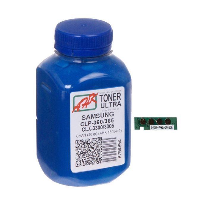 Тонер AHK Samsung CLP-360/365/CLX-3300, 40г, 1K Cyan Фото
