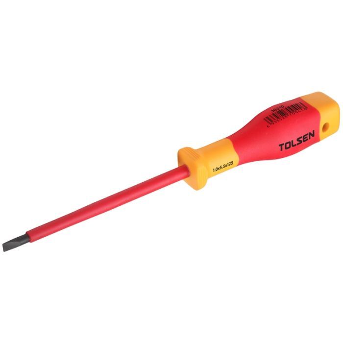 Отвертка Tolsen диэлектрическая VDE прямой шлиц Premium 5.5х1.0х12 Фото