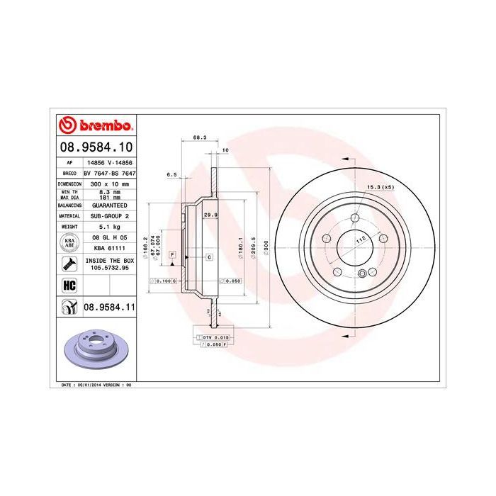 Тормозной диск Brembo 08.9584.11 Фото
