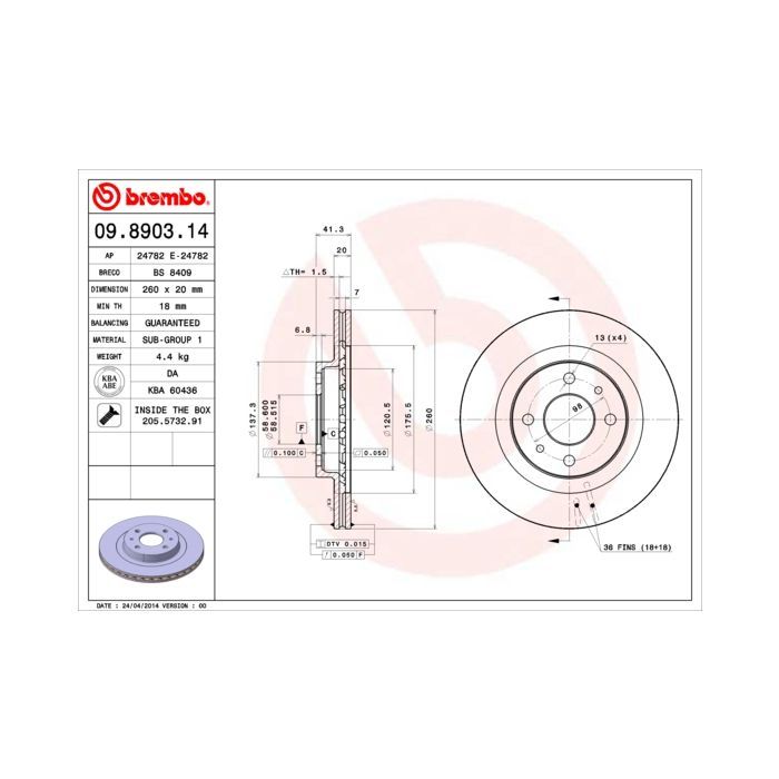 Тормозной диск Brembo 09.8903.14 Фото