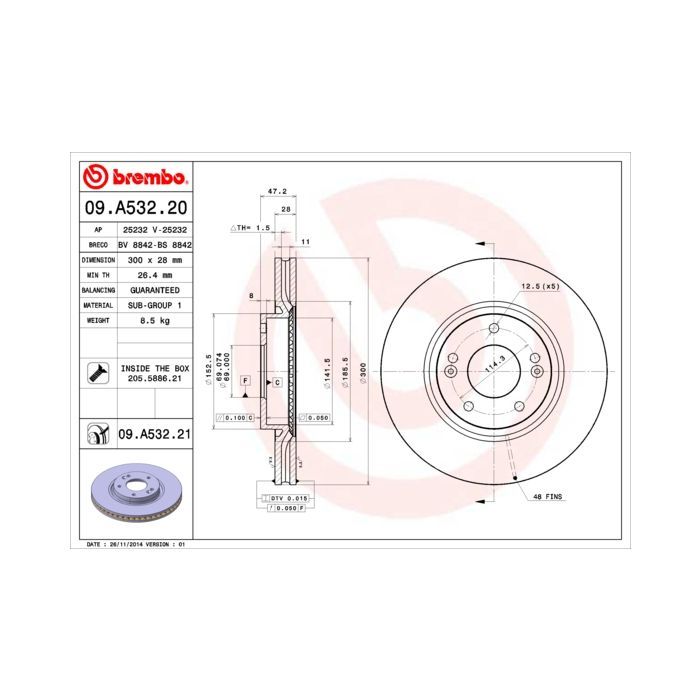Тормозной диск Brembo 09.A532.20 Фото