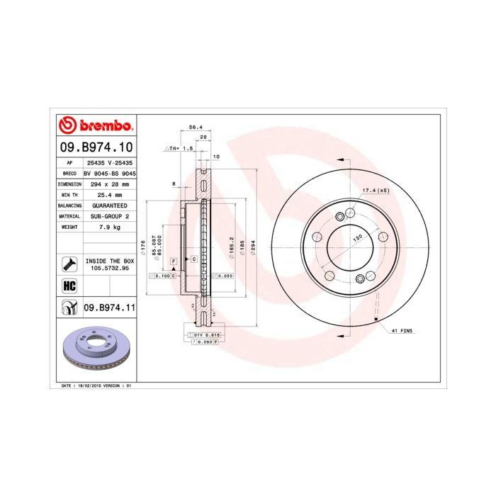 Тормозной диск Brembo 09.B974.11 Фото