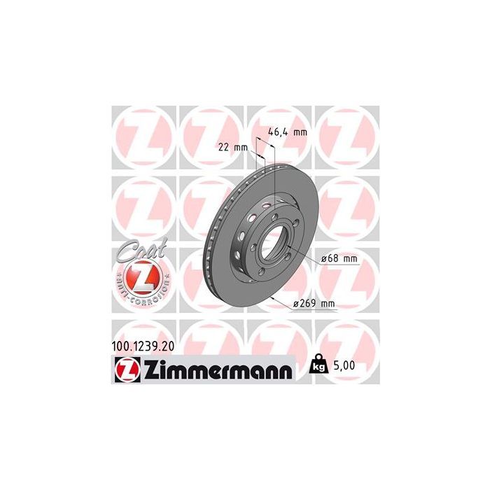 Тормозной диск ZIMMERMANN 100.1239.20 Фото