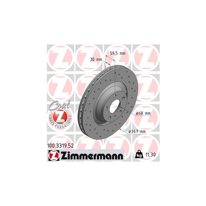 Тормозной диск ZIMMERMANN 100.3319.52 Фото