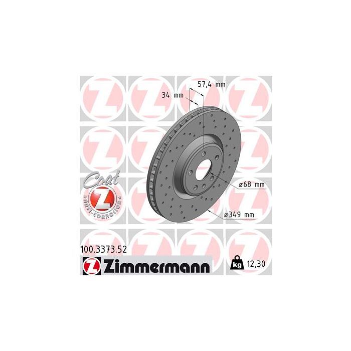Тормозной диск ZIMMERMANN 100.3373.52 Фото
