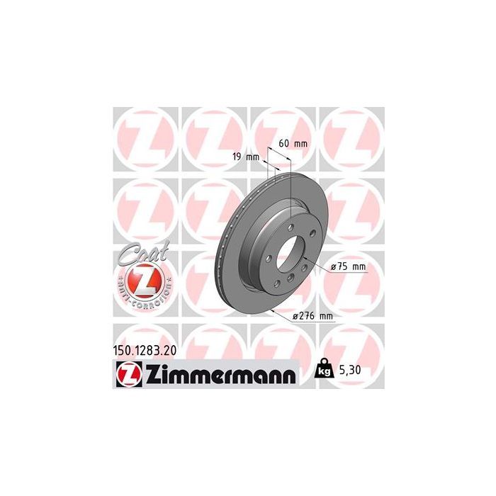 Тормозной диск ZIMMERMANN 150.1283.20 Фото