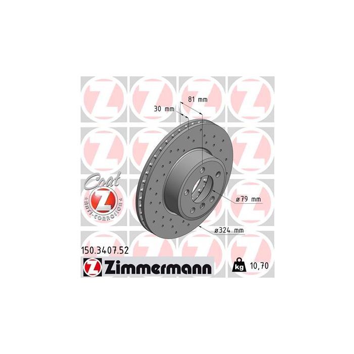 Тормозной диск ZIMMERMANN 150.3407.52 Фото