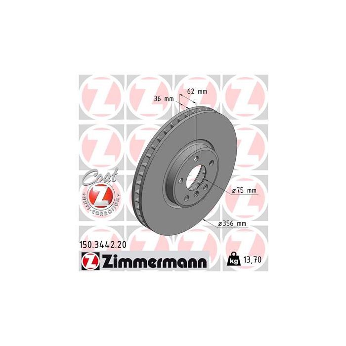 Тормозной диск ZIMMERMANN 150.3442.20 Фото