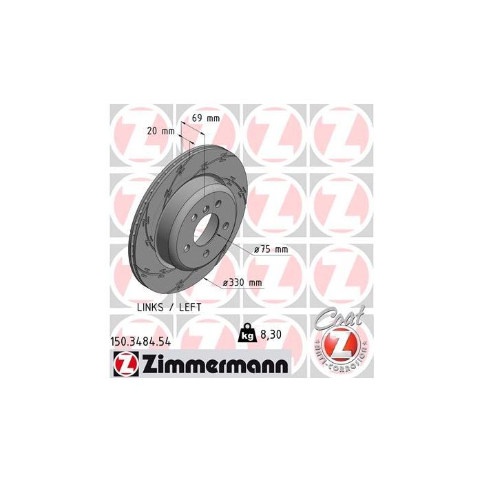 Тормозной диск ZIMMERMANN 150.3484.54 Фото