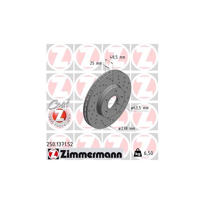 Тормозной диск ZIMMERMANN 250.1371.52 Фото