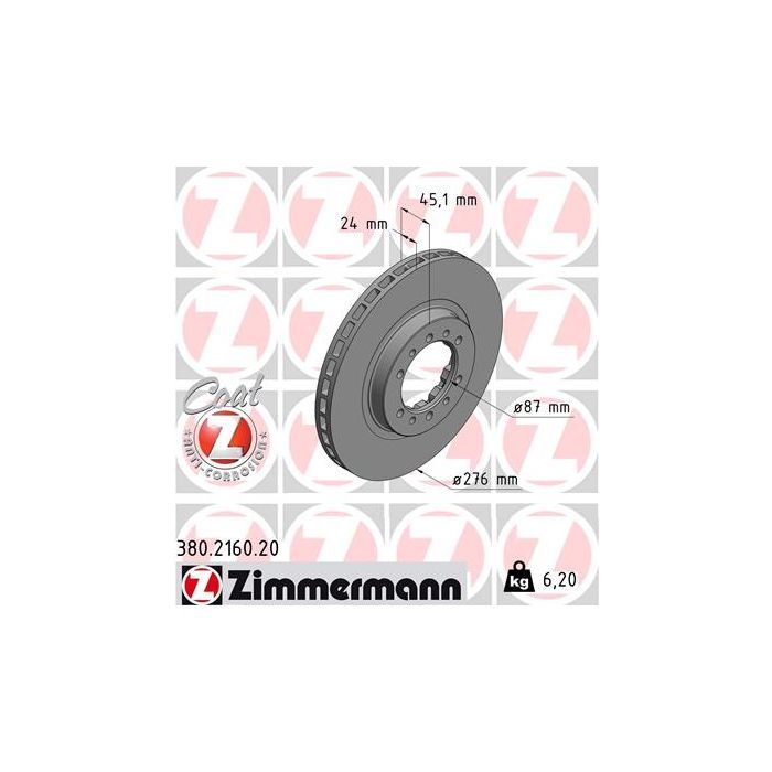 Тормозной диск ZIMMERMANN 380.2160.20 Фото