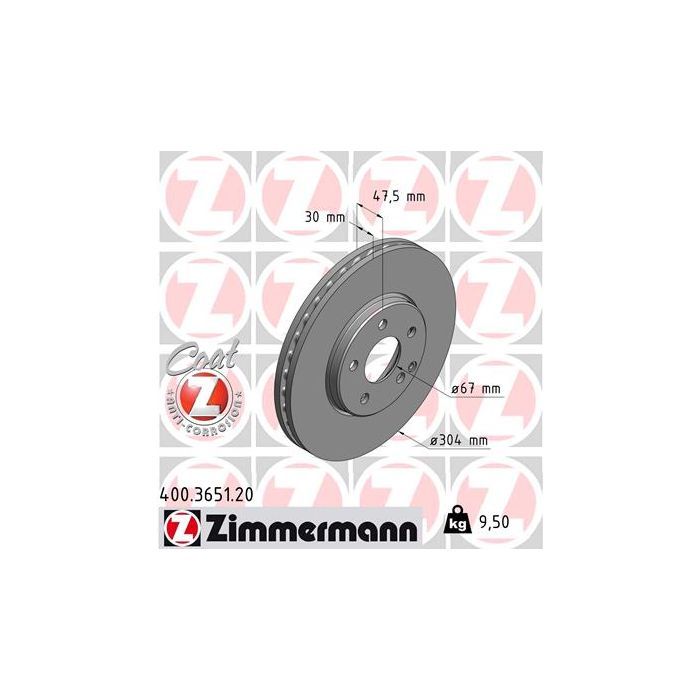 Тормозной диск ZIMMERMANN 400.3651.20 Фото