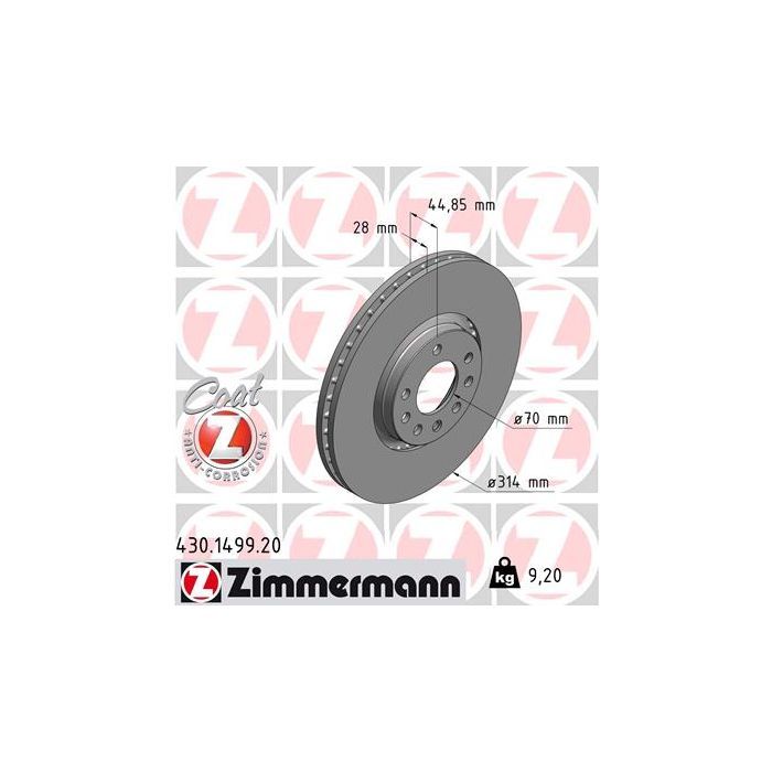 Тормозной диск ZIMMERMANN 430.1499.20 Фото