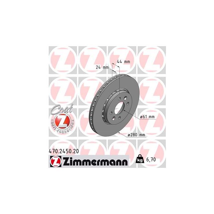 Тормозной диск ZIMMERMANN 470.2450.20 Фото