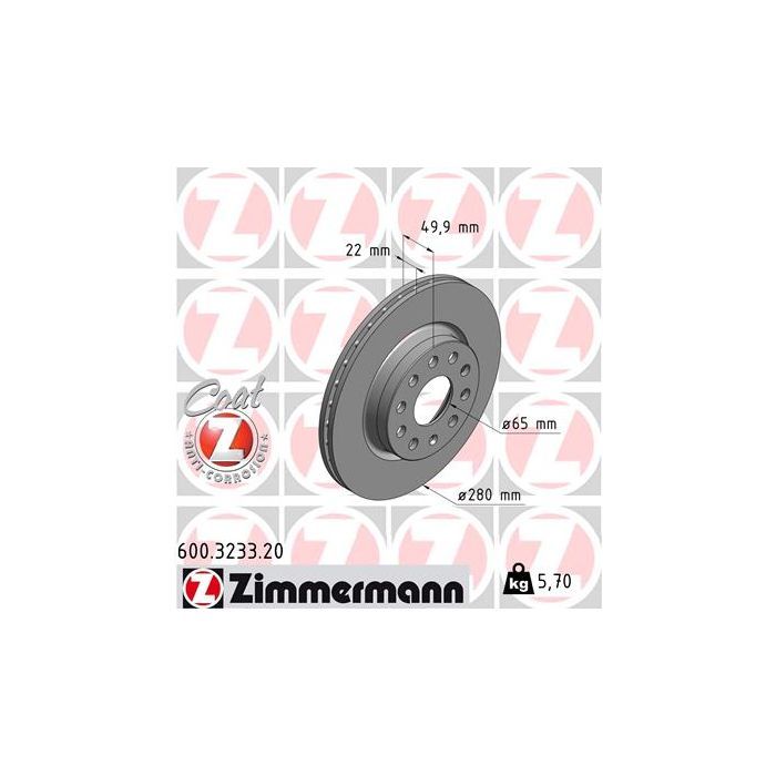 Тормозной диск ZIMMERMANN 600.3233.20 Фото
