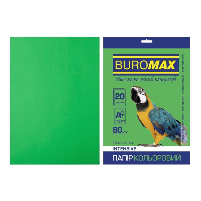 Бумага Buromax А4, 80g, INTENSIVE green, 20sh Фото