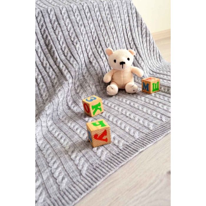 Плед Прованс Soft косы Серый 220х240 см Фото