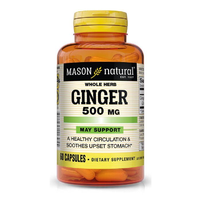 Травы Mason Natural Имбирь 500 мг, Ginger, 60 капсул Фото