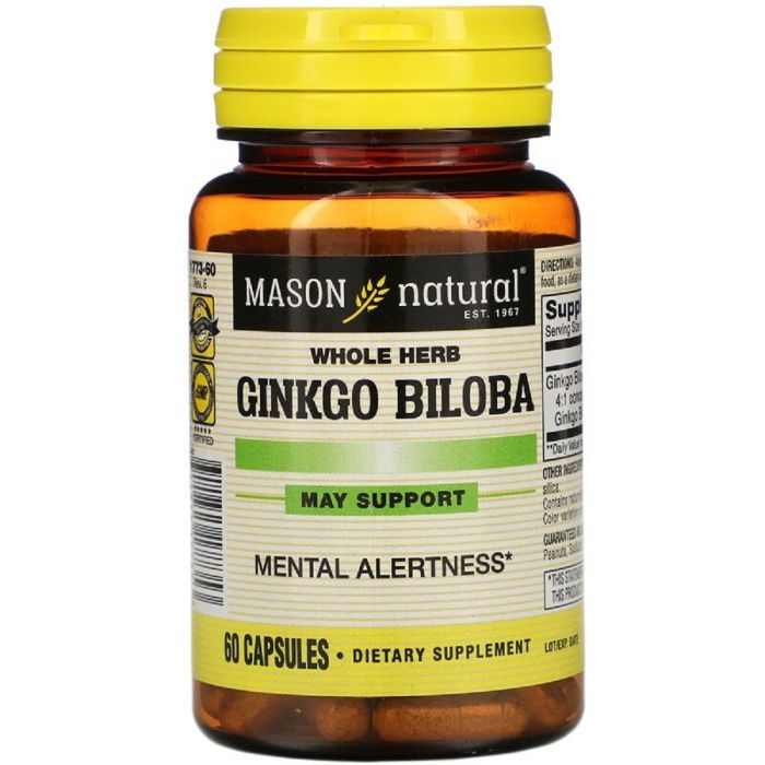 Травы Mason Natural Гинкго Билоба, Ginkgo Biloba, 60 капсул Фото