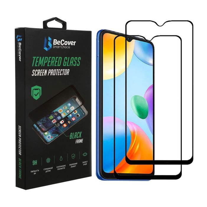 Стекло защитное BeCover Xiaomi Redmi 10C/12С Black Фото