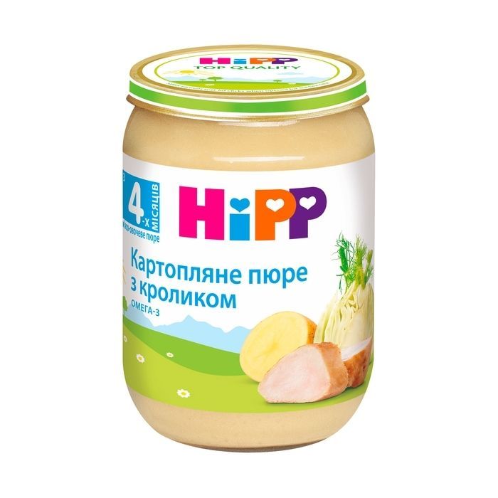 Детское пюре HiPP Картопляне пюре з кроликом, 190 г Фото