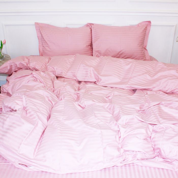 Постельное белье MirSon Satin Stripe 30-0007 Pink 200х220 Євро Фото