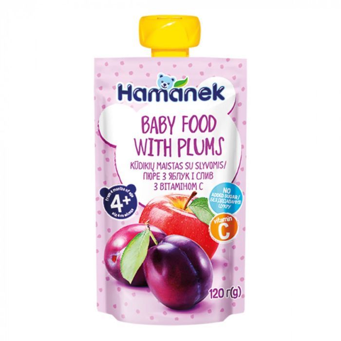 Детское пюре Hamanek Яблоко Слива, 120 г Фото