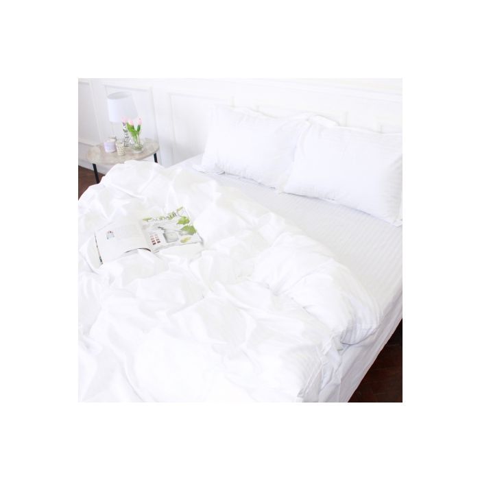 Постельное белье MirSon Satin Stripe 30-0001 White 160х220 Сімейний Фото